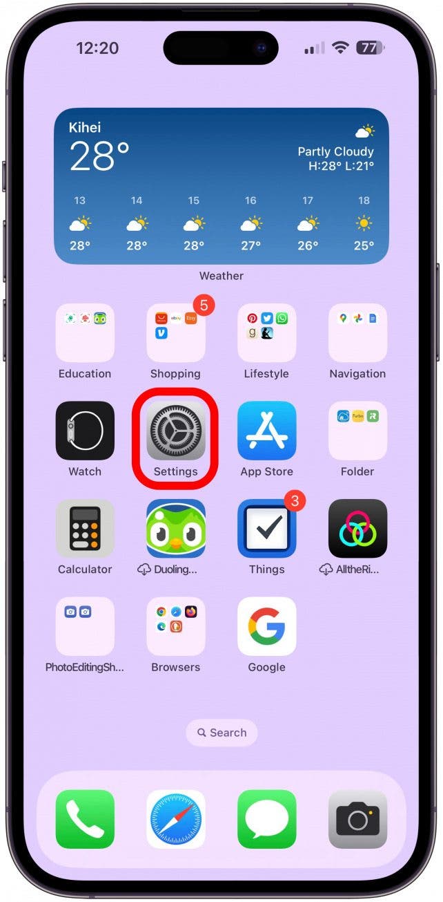 Pour affiner votre appareil photo iPhone, ouvrez Paramètres.