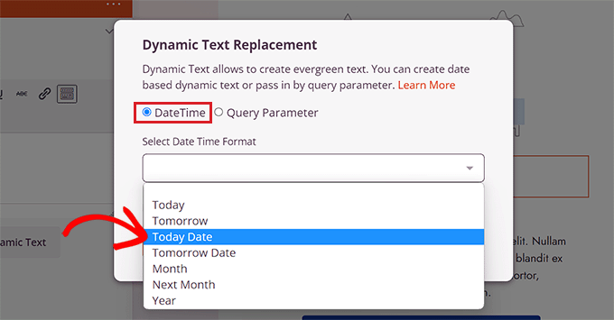 Sélectionnez la date dynamique Sélectionnez la date dynamique
