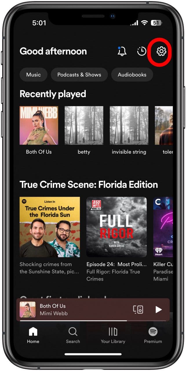 appuyez sur les paramètres spotify ne s'ouvre pas sur l'iphone
