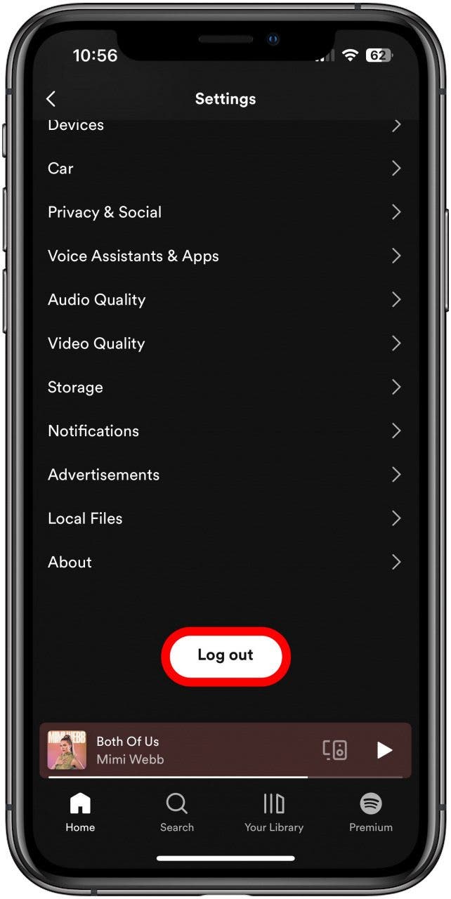 appuyez sur se déconnecter spotify ne fonctionne pas sur iphone