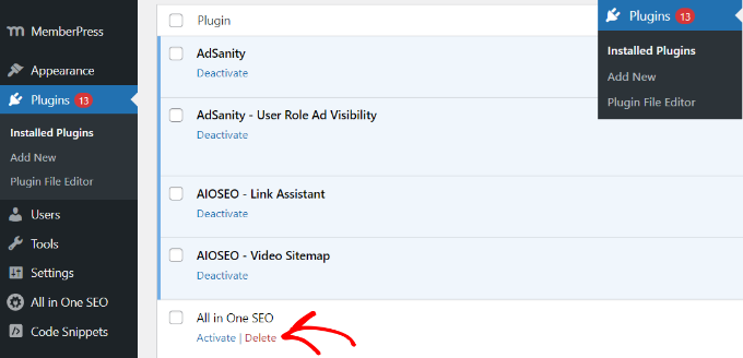 Supprimer les plugins inactifs Supprimer les plugins inactifs