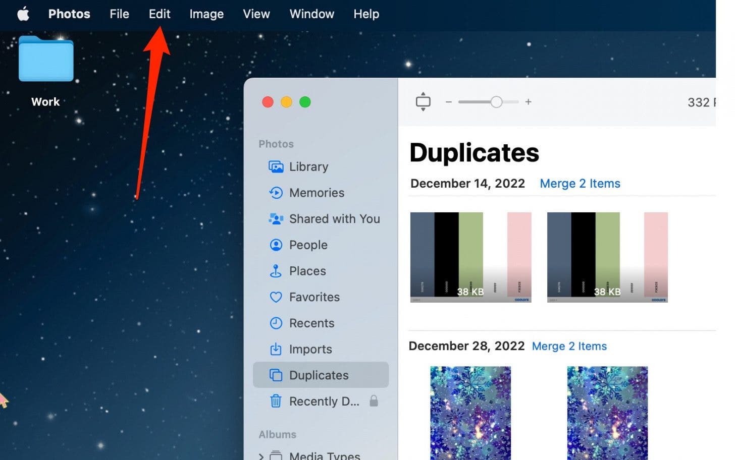 les photos macos trouvent des doublons