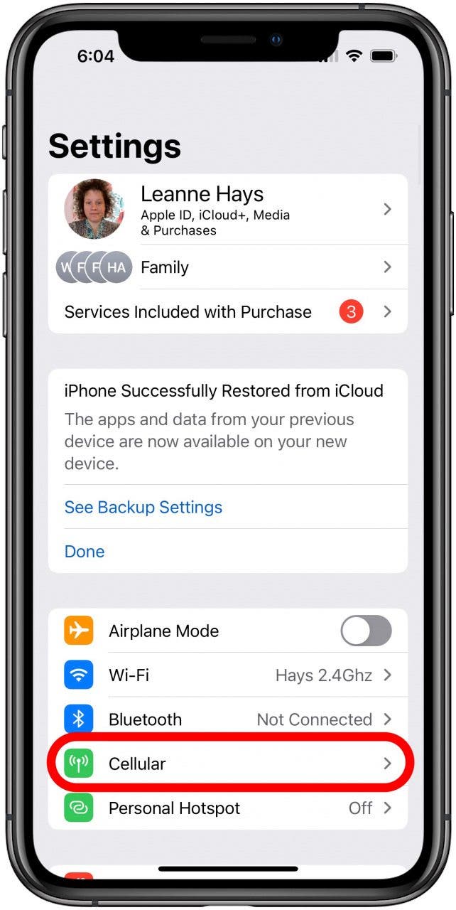 appuyez sur cellulaire dans les paramètres de l'ipad ou de l'iphone appuyez sur cellulaire dans les paramètres de l'ipad ou de l'iphone