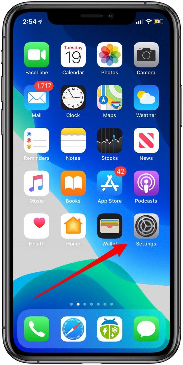 ouvrez l'application des paramètres sur votre iphone