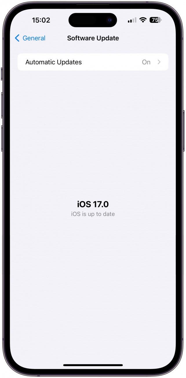 Assurez-vous que votre iPhone exécute la dernière version d'iOS.  Si ce n'est pas le cas, installez le dernier logiciel iOS. 