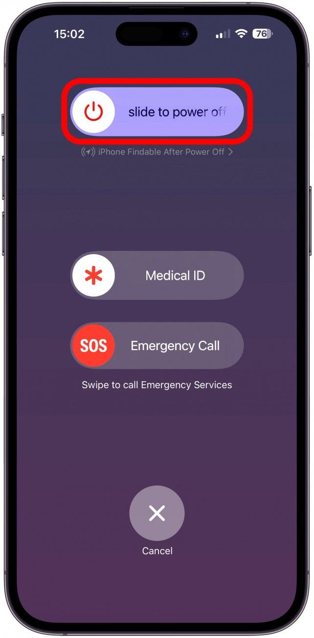 Redémarrez votre iPhone en l'éteignant, puis en le rallumant.  Si cela ne vous aide pas, vous voudrez peut-être effectuer un redémarrage forcé, mais assurez-vous de lire ceci avant de le faire.