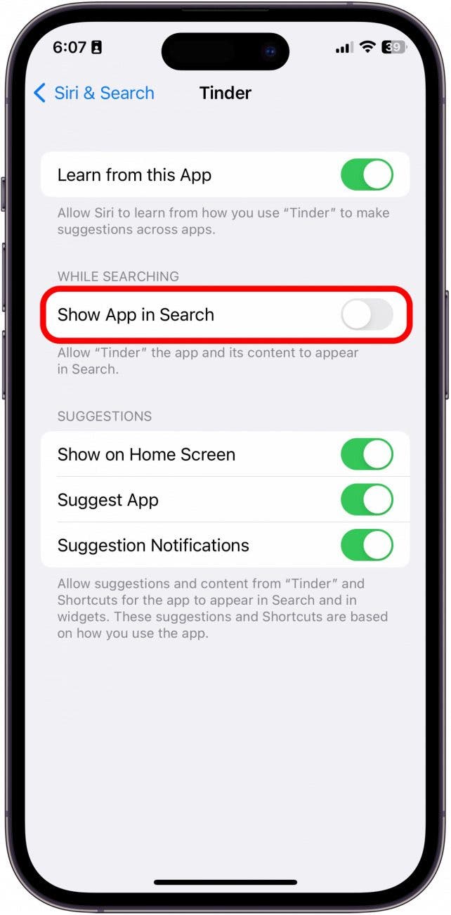désactiver la recherche Spotlight iphone