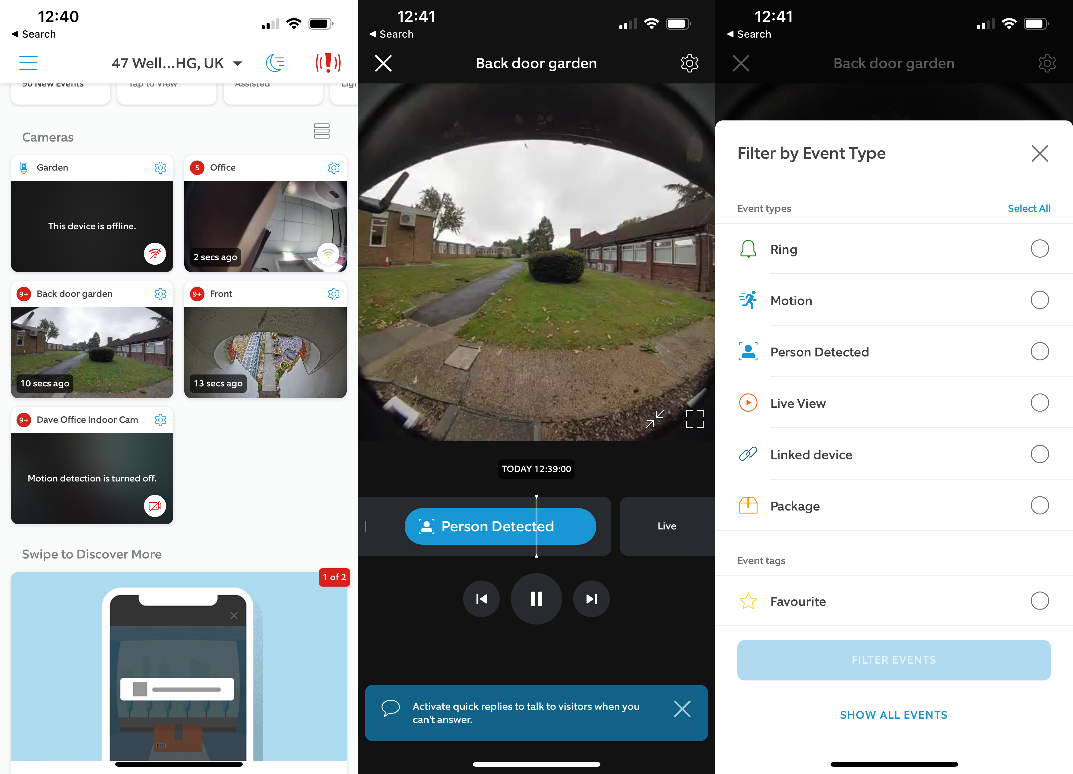 Application et historique de Ring Video Doorbell Plus