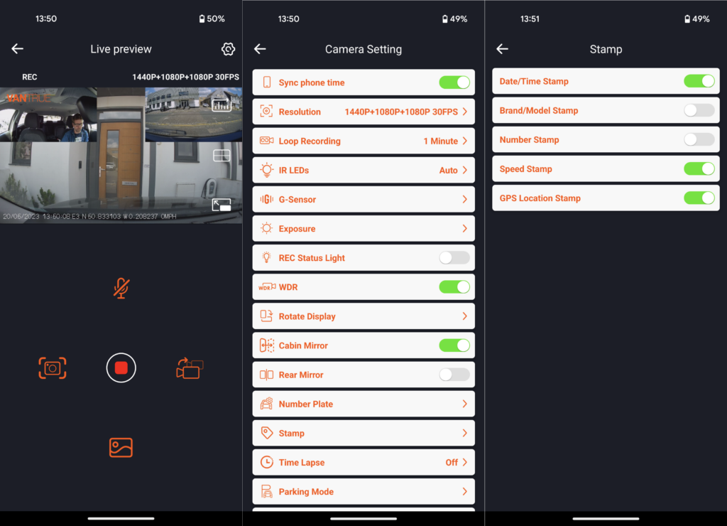 Application Vantrue Element 3