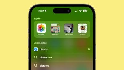 raccourcis de l'application photos