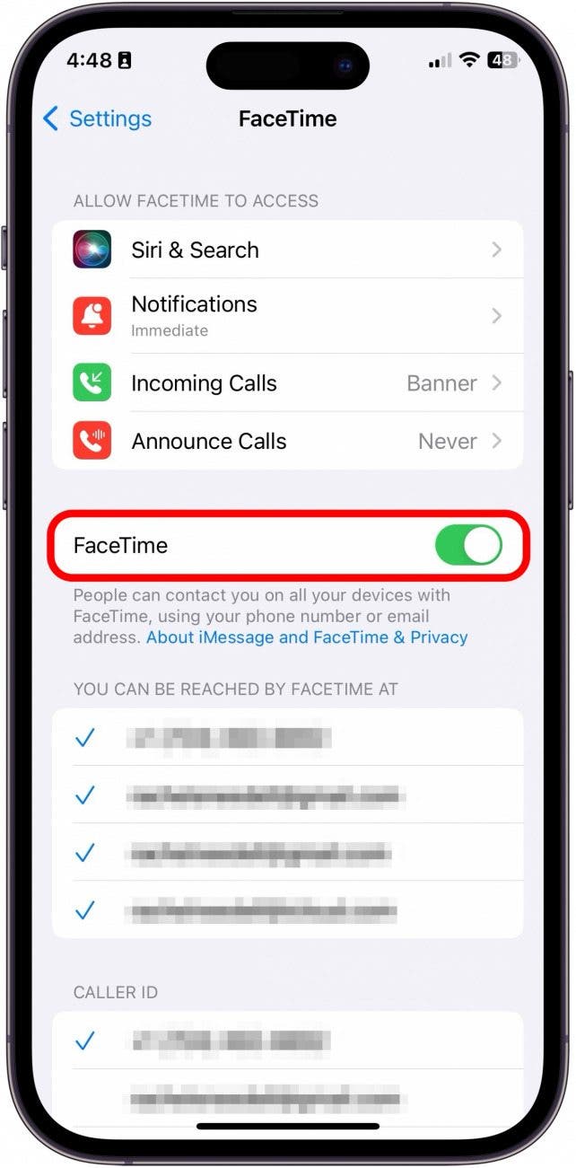 le contact n'est pas disponible pour facetime