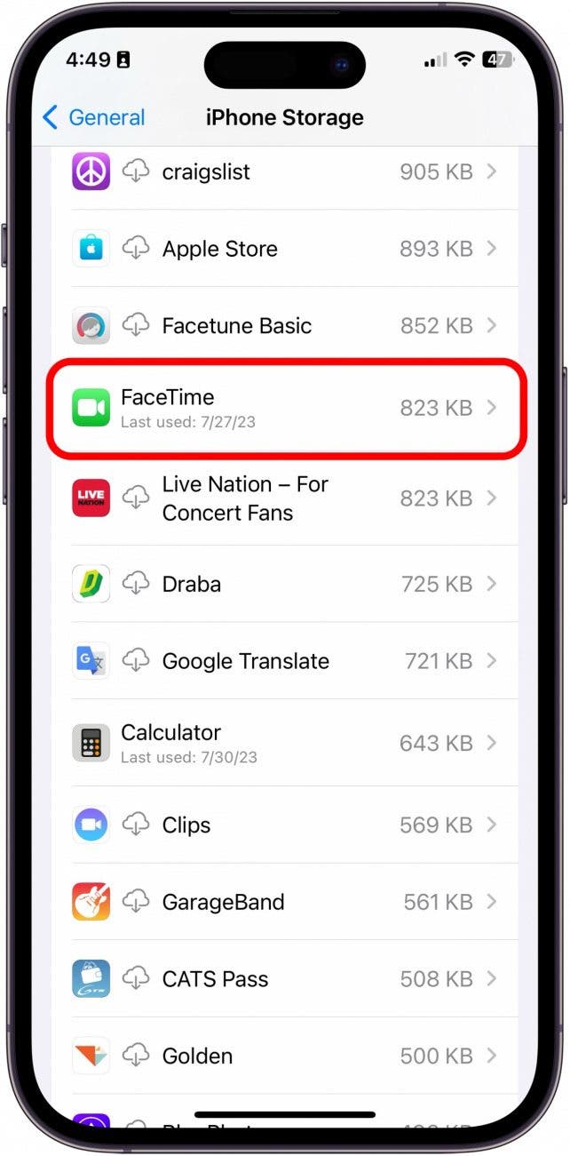 la fiche de contact n'est pas disponible pour facetime