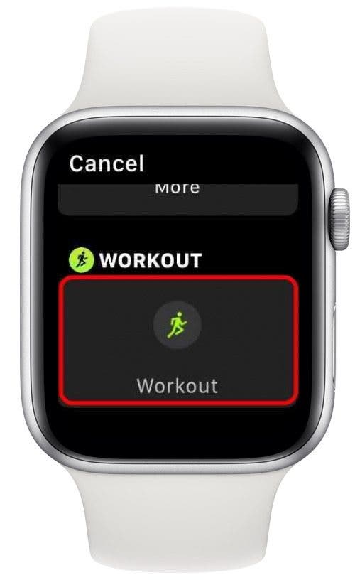 Utilisez la couronne numérique pour faire défiler les options de complications, puis appuyez sur Entraînement lorsque vous le trouvez