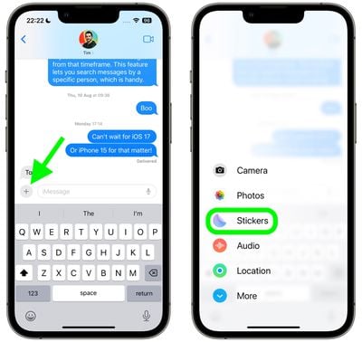 2ajouter des messages d'autocollants d'effets