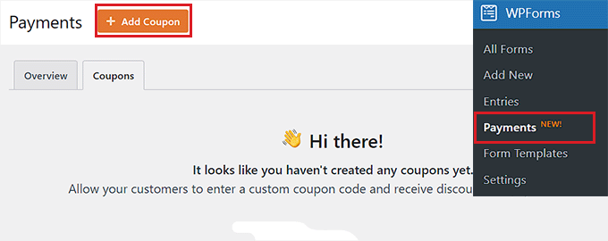 Cliquez sur le bouton + Ajouter un coupon Cliquez sur le bouton + Ajouter un coupon