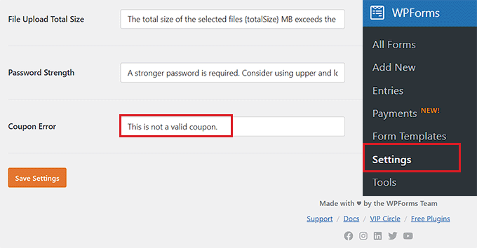 Ajouter un message d'erreur de coupon Ajouter un message d'erreur de coupon