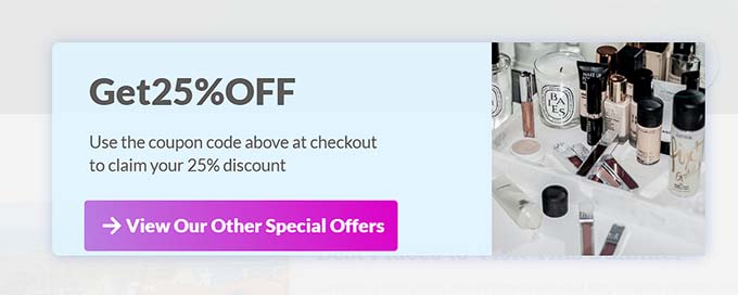 Fenêtre contextuelle du coupon Fenêtre contextuelle du coupon