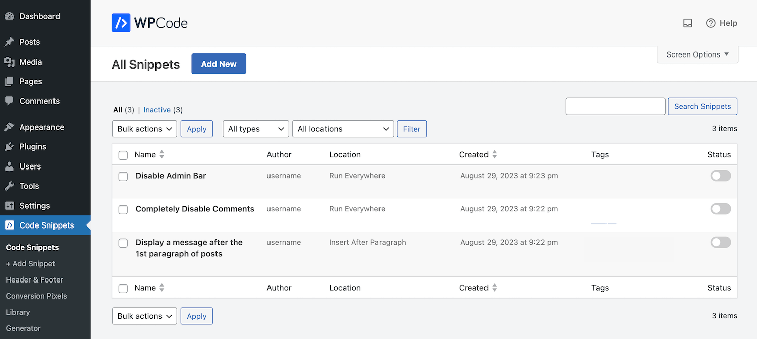 Exemple d'utilisation d'un plugin pour ajouter un extrait de code à WordPress