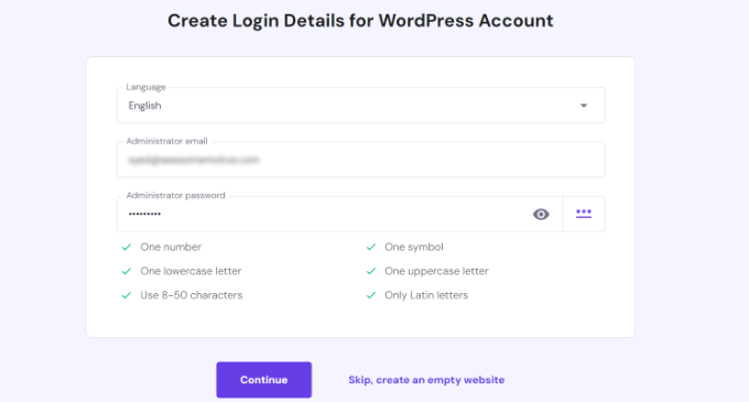 Créer des informations de connexion pour le nouveau site Web Créer des informations de connexion pour le nouveau site Web