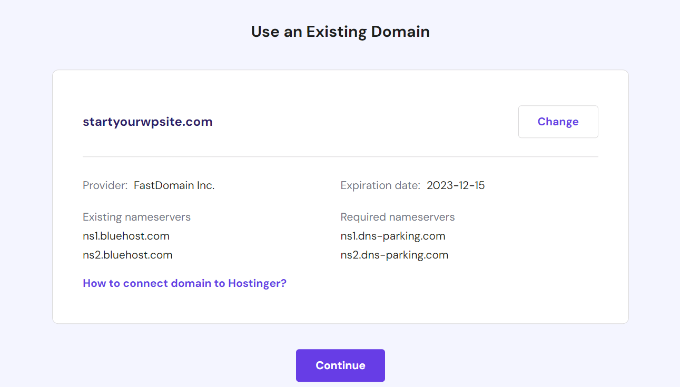 Afficher les détails du nom de domaine existant Afficher les détails du nom de domaine existant