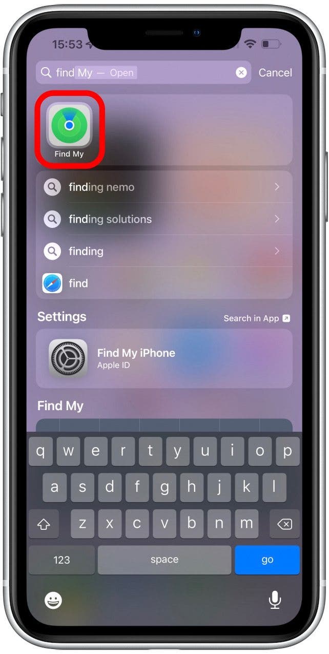 Sur votre iPhone, ouvrez Find My - réinitialisez les Airpod Pros