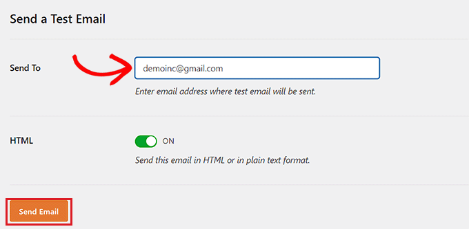 Envoyer un e-mail de test Envoyer un e-mail de test