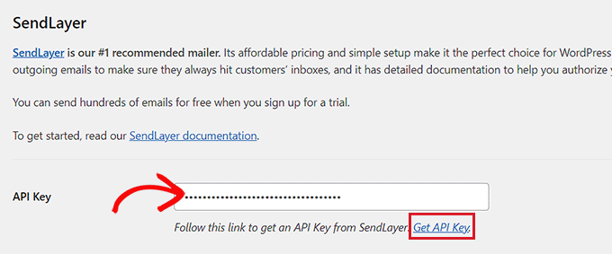 Ajouter la clé API SendLayer Ajouter la clé API SendLayer