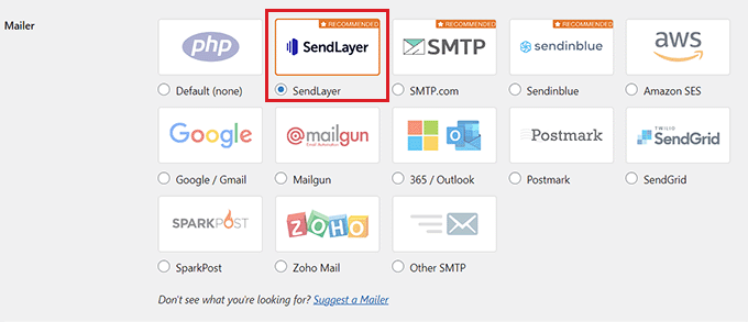 Choisissez SendLayer comme logiciel de messagerie Choisissez SendLayer comme logiciel de messagerie