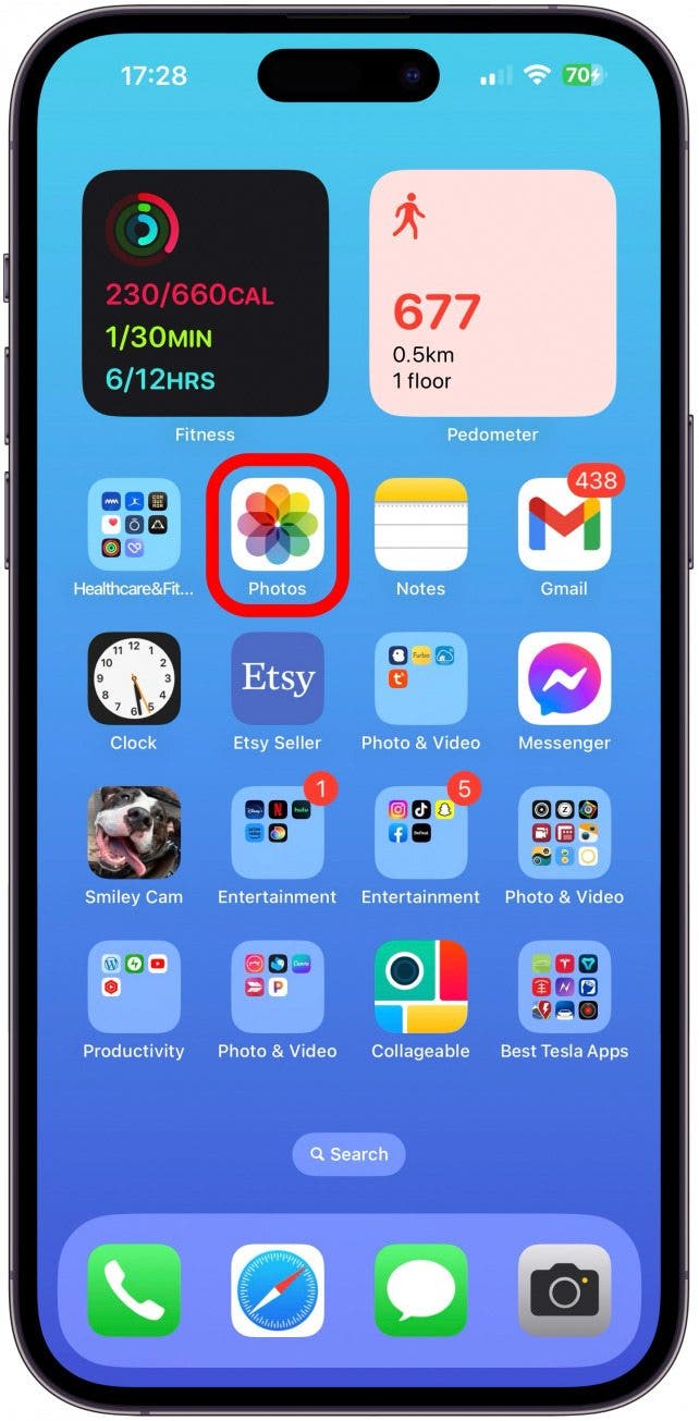Recherchez une photo d'un repas dans votre application Photos et appuyez dessus pour l'ouvrir.