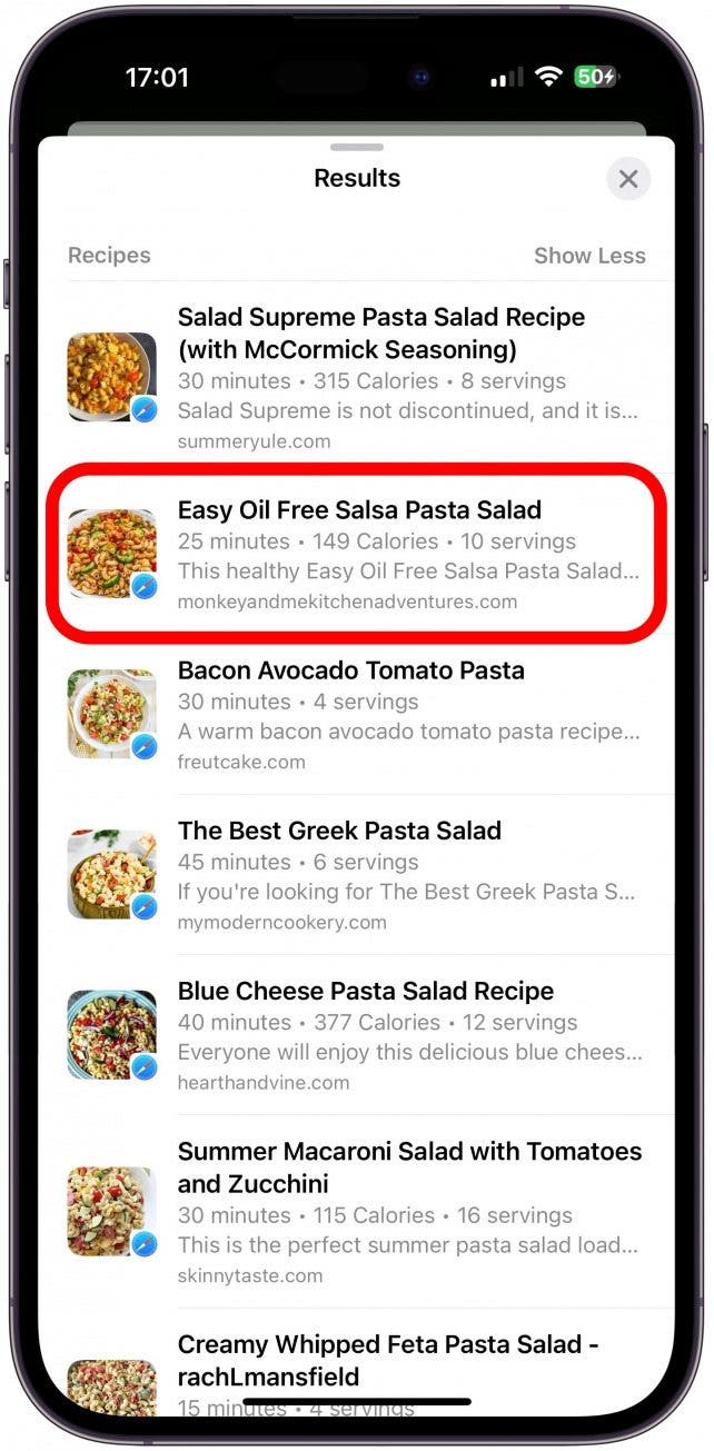 Appuyez sur un pour accéder à la recette.