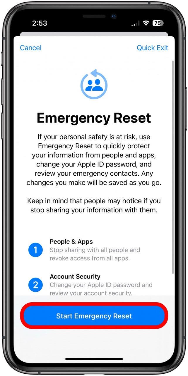 contrôle de sécurité de l'iphone