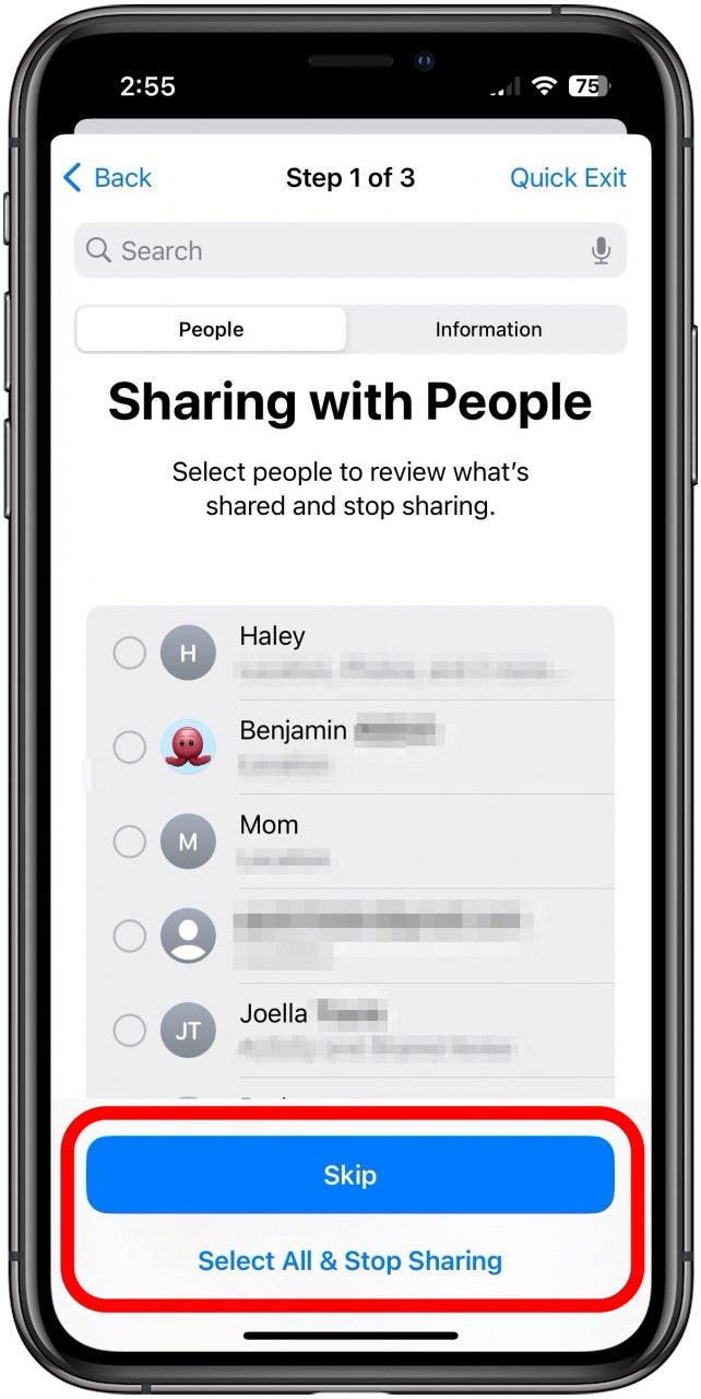 contrôle de sécurité iOS 16