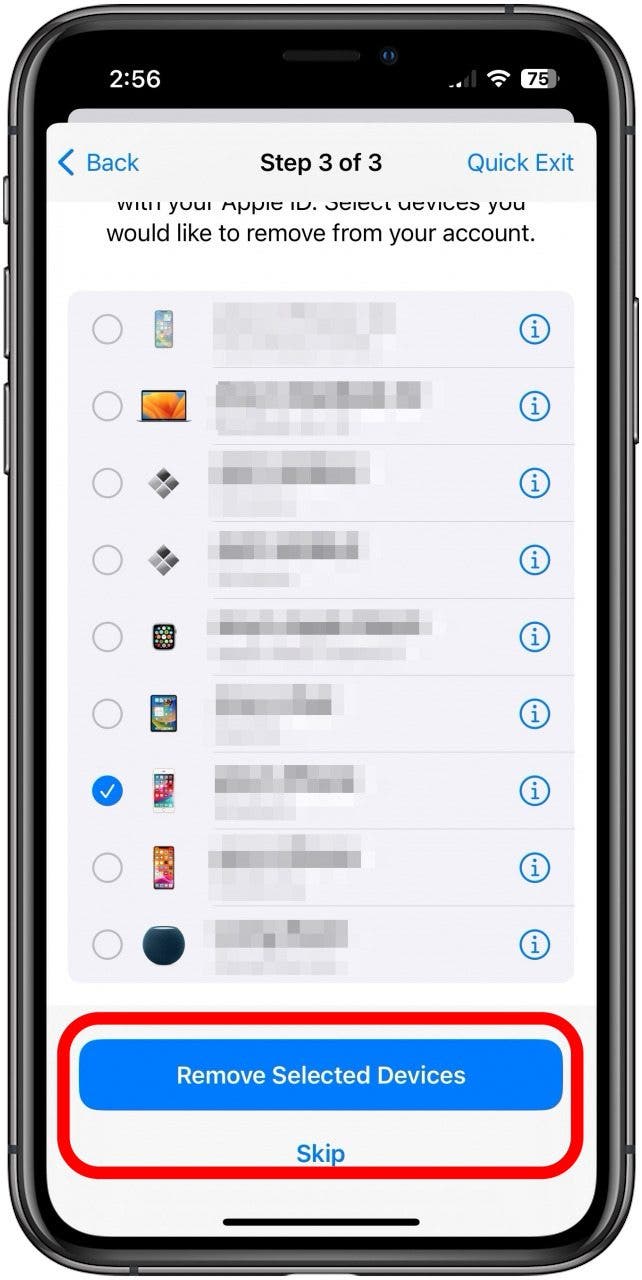 contrôle de sécurité de l'iphone