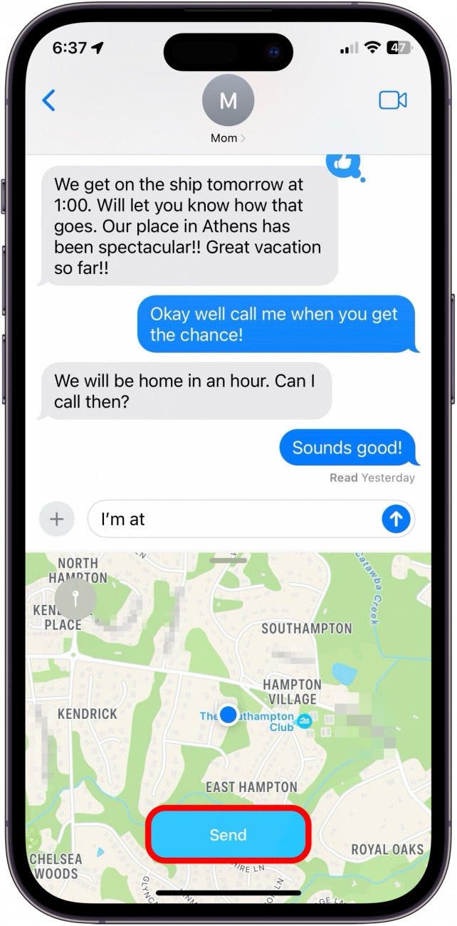 comment envoyer une épingle de localisation par SMS