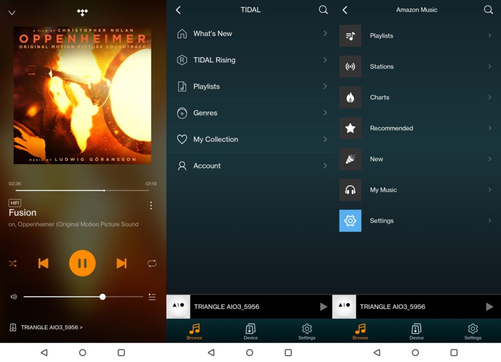 Services musicaux de l'application Triangle AIO3