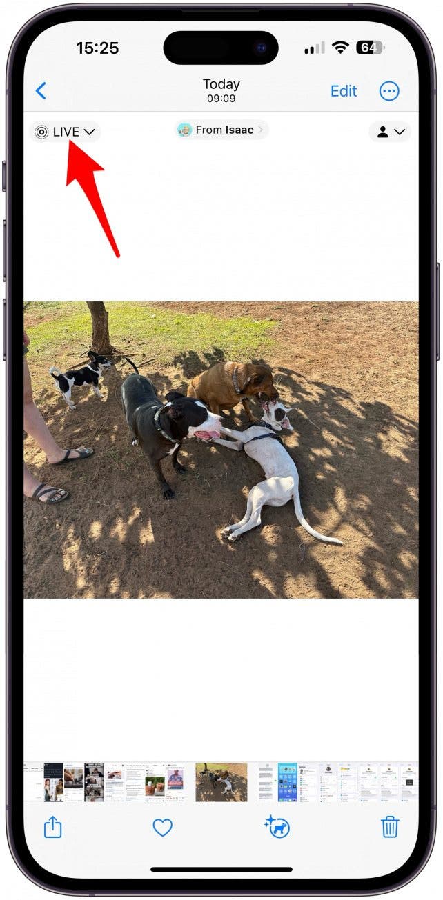 Assurez-vous que la fonction Live photo est activée