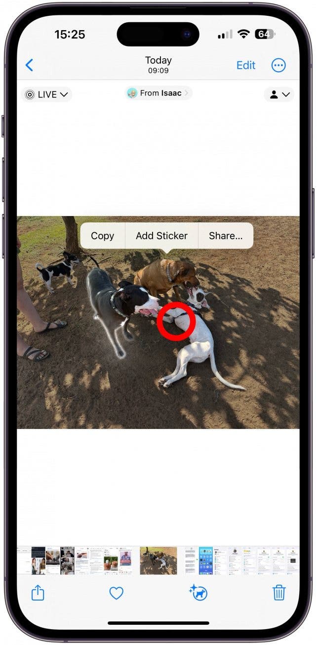 Appuyez sur l'image, puis appuyez longuement sur le sujet.