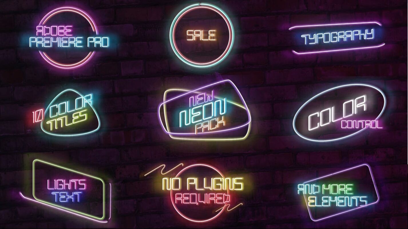 Pack de typographie néon. Top 10 des modèles de réseaux sociaux Premiere Pro.