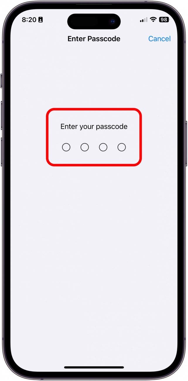 Entrez votre mot de passe actuel.