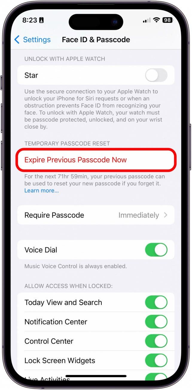 Ensuite, appuyez sur Expirer le code précédent maintenant.