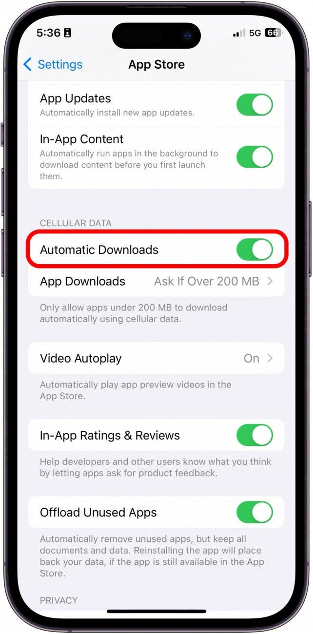 utiliser les données cellulaires pour les téléchargements iphone