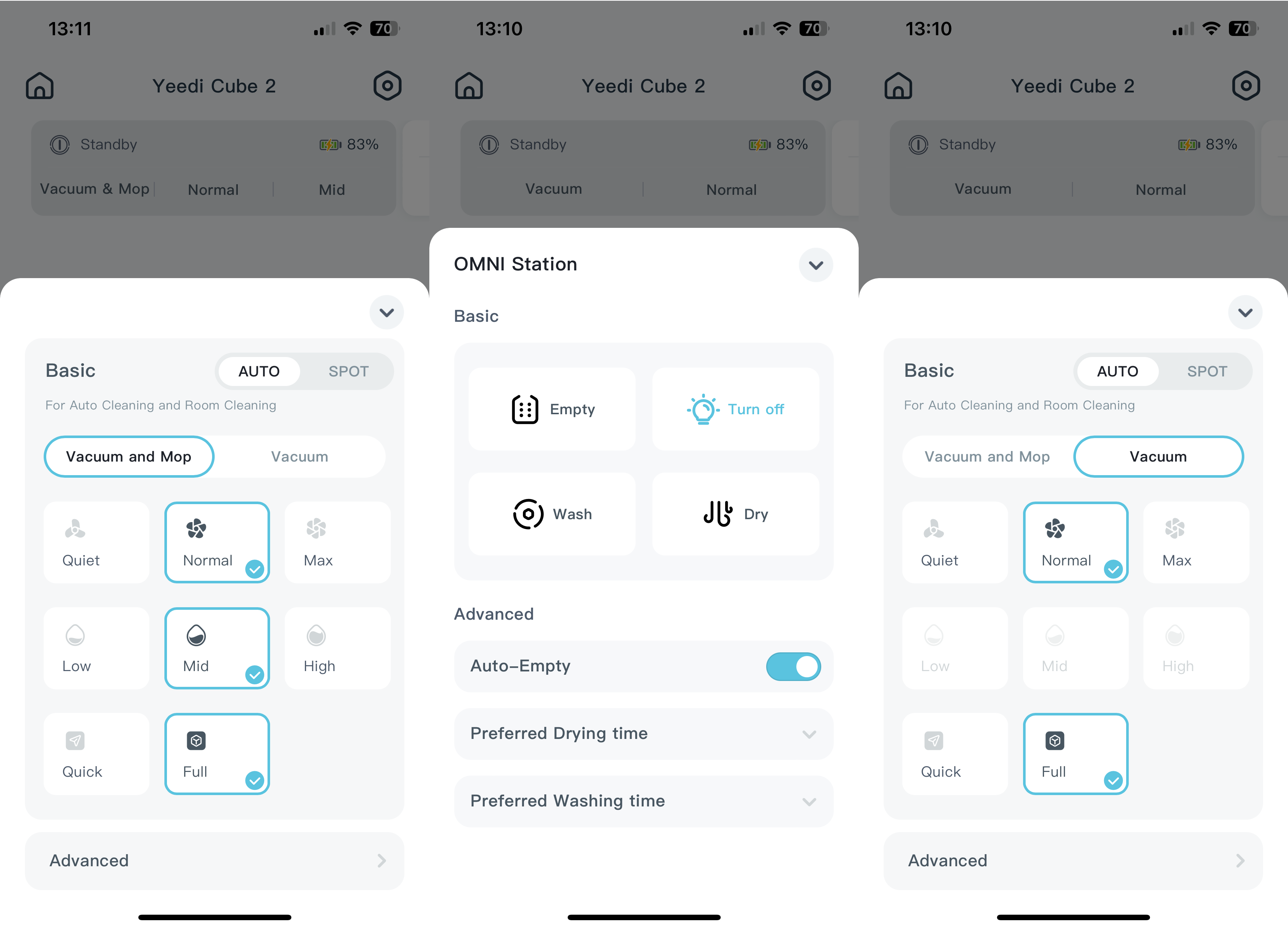 Paramètres de l'application Yeedi Cube