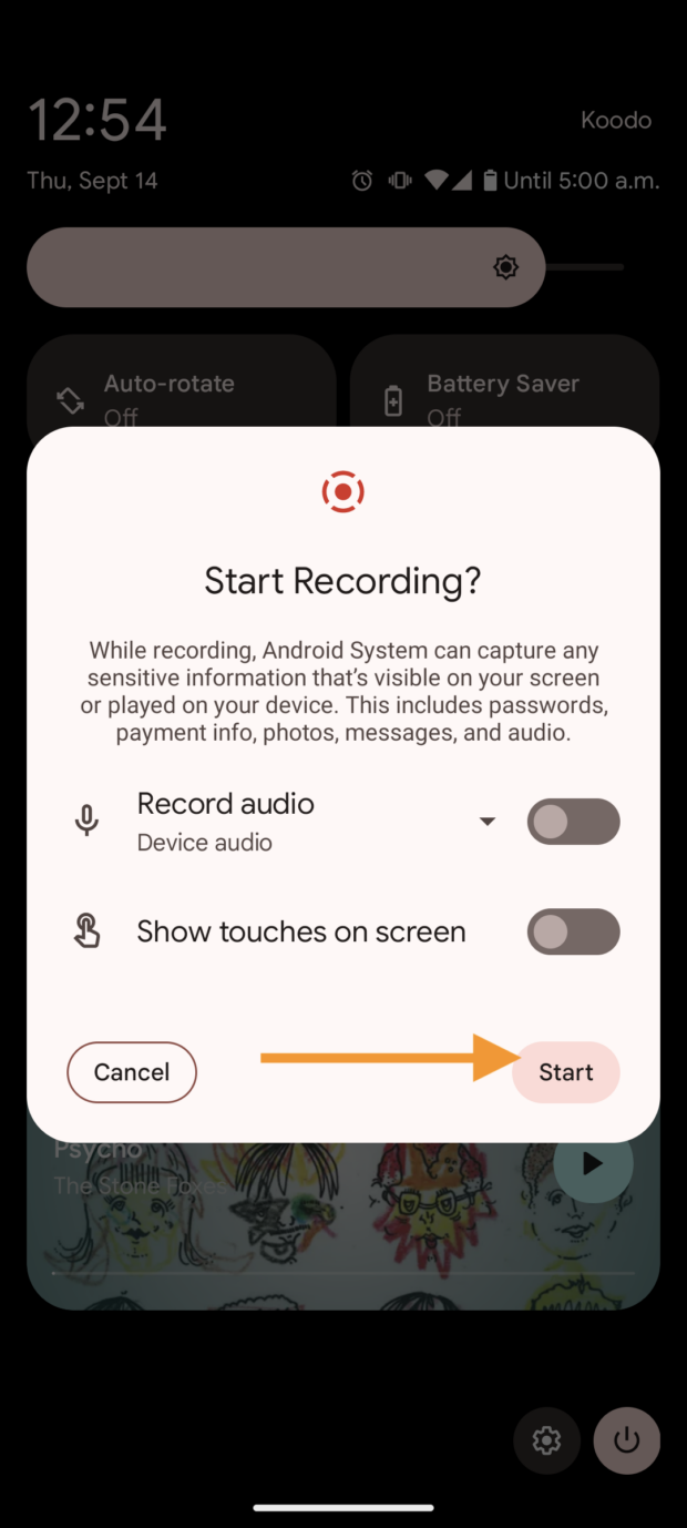 enregistrer de l'audio et afficher les touches sur les paramètres de l'écran