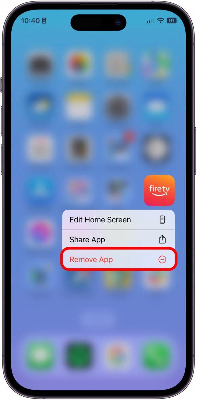 Appuyez sur Supprimer l'application.
