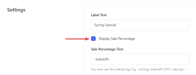 plugin de pourcentage de vente d'affichage marchand