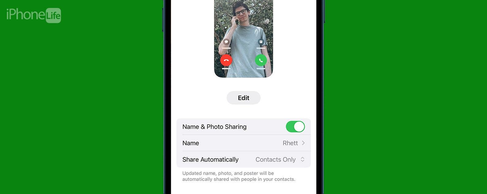 Desactiver le partage de noms et de photos de contacts