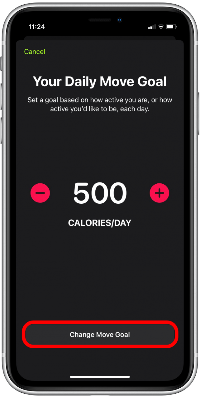 Appuyez sur Modifier l'objectif de déplacement. Voici comment modifier les objectifs d’exercice sur iPhone.
