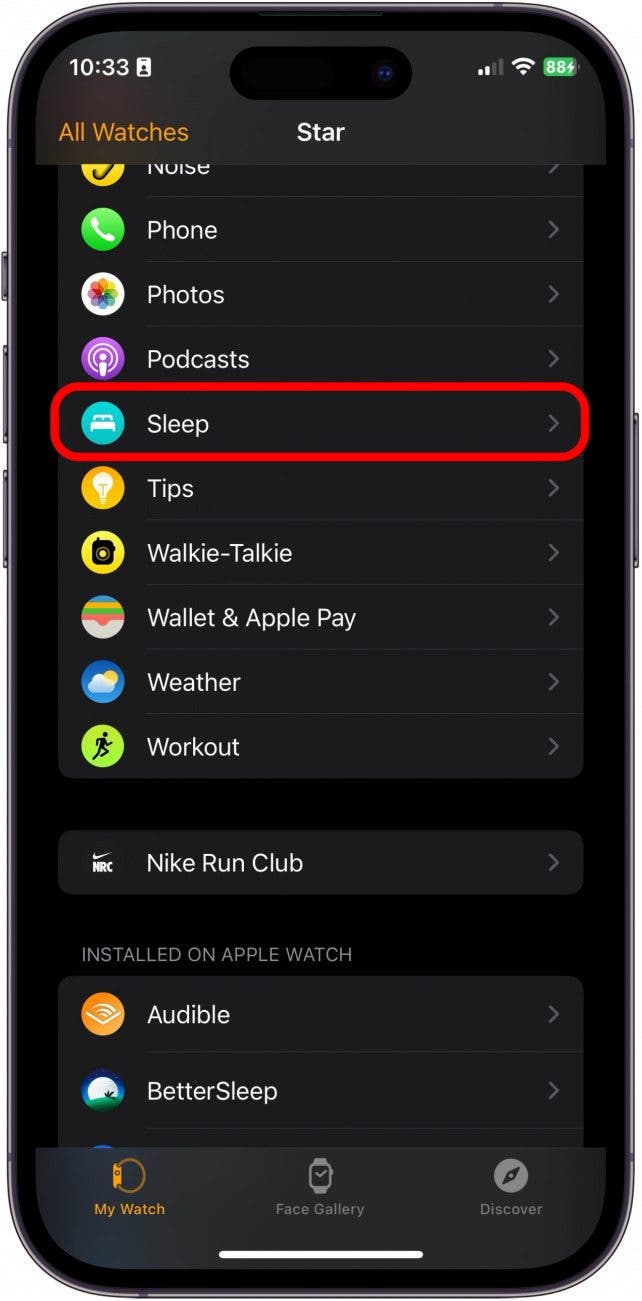 dormir sur Apple Watch