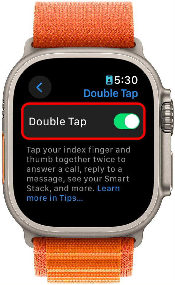 Maintenant, assurez-vous que le Double Tap est activé