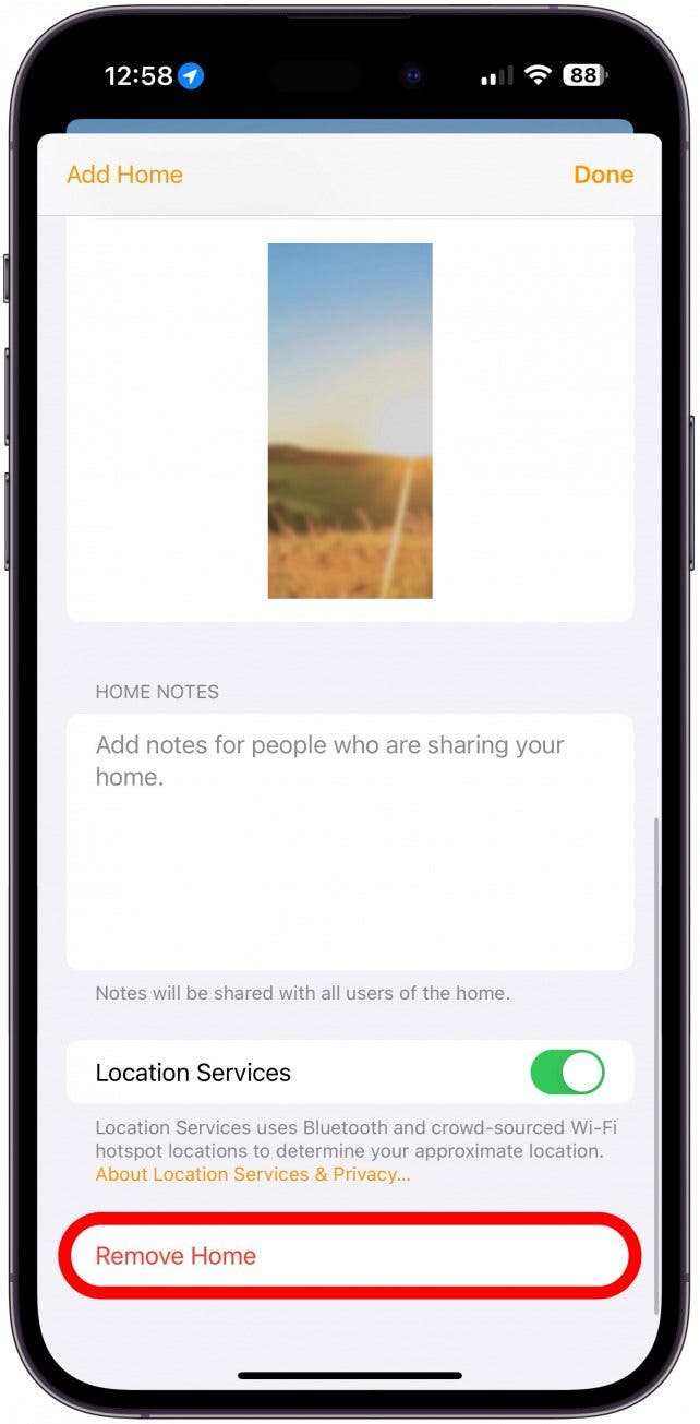 Faites défiler vers le bas et si vous êtes sûr à 100 % de vouloir effacer toutes les données de votre maison, appuyez sur Supprimer la maison.